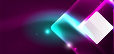 Neon parıldayan tekno çizgiler ve oklar, yüksek teknolojili soyut arkaplan şablonu