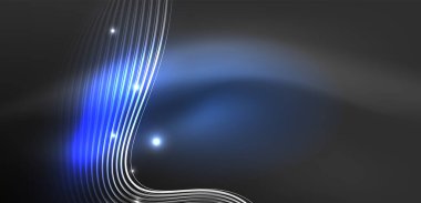 Soyut arkaplan neon dalgası. Duvar kağıdı, afiş, arkaplan, iniş sayfası, duvar resimleri, davetiyeler, posterler için yüksek teknoloji tasarımı