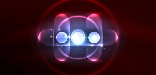 Abstract Gloeiende Neon Licht Techno Cirkels Achtergrond — Stockvector