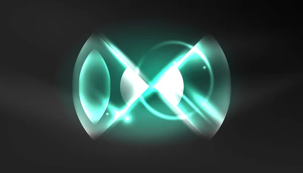 Abstraktní Pozadí Techno Neon Zářící Kruhové Tvary Kulaté Elemetny Efekty — Stockový vektor