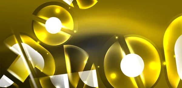 要旨背景に輝くネオンサークルと魔法の光の効果を持つ線 バナー ランディングページ 壁アート 招待状 プリント ポスターのハイテクデザイン — ストックベクタ
