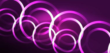 Neon çizgileri ve dalgalar soyut arkaplan. Duvar kağıdı, pankart, arkaplan, iniş sayfası, duvar sanatı, davetiye, baskılar, posterler için parlayan tekno neon şekiller vektör ilülasyonu