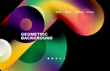 Website landing page abstract geometric background. Circles and round shapes. Web page for website or mobile app wallpaper