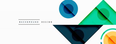 Renkli üçgenler ve yuvarlak şekiller. Duvar kağıdı, afiş, sunum, arkaplan şablonu