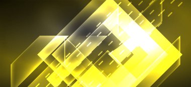 Arkaplanda parlak çizgiler ve geometrik şekiller var. Yapay zeka teknolojisi, engelleme zinciri, dijital, iletişim, 5G, bilim konsepti için karanlık duvar kağıdındaki ışıklar