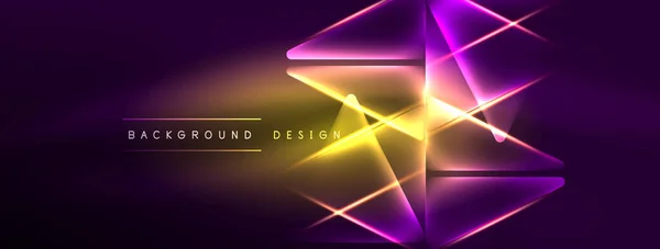鮮やかな幾何学ネオン Shiny Line背景 未来的なモダンなデザイン ハイテクプレゼンテーション テクノロジーWebページに最適な グローの大胆かつ見事な表示 — ストックベクタ