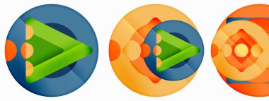 Trendy minimal geometric abstract background. Triangles, squares and circles bright colors backdrop. Vector Illustration For Wallpaper, Banner, Background, Card, Book Illustration, landing page