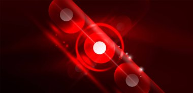 Soyut parlak neon ışıklı tekno daireler arka planı