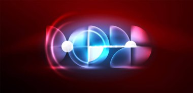 Neon ışığı parlayan daireler vektörü soyut arkaplan