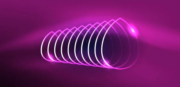 Linee Laser Neon Cerchi Onde Sfondo Astratto Spettacolo Luce Neon — Vettoriale Stock