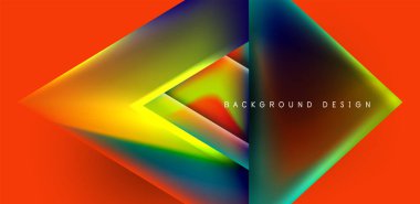 Örtüler, şablonlar, el ilanları, broşürler, afişler için üstüste binen üçgenler ve sıvı gradyanlarla soyut fırın