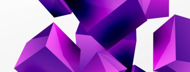 3d vector abstract background. Flying cubes composition. Trendy techno business template for wallpaper, banner, background or landing