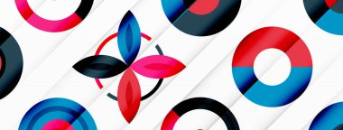 Şebeke bileşimi soyut bir arkaplanda renkli daireler. Duvar kağıdı, afiş, arkaplan, iniş sayfası, duvar sanatı, davetiye, baskılar, posterler için tasarım