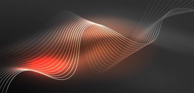 Soyut arkaplan neon dalgası. Duvar kağıdı, afiş, arkaplan, iniş sayfası, duvar resimleri, davetiyeler, posterler için yüksek teknoloji tasarımı