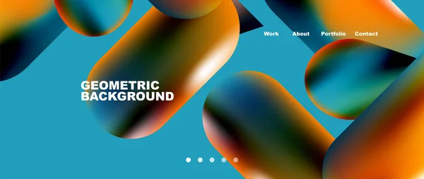 Landing Page Background Template Colorful Plastic Shapes Abstract Composition Vector — Stockvector