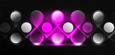 Soyut parlak neon ışıklı tekno daireler arka planı