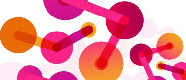 Çizgi noktaları geometrik soyut arkaplan bağlantıları. Çizgilerle birbirine bağlı çemberler. Duvar kağıdı, afiş, arkaplan veya iniş için moda tekno iş şablonu