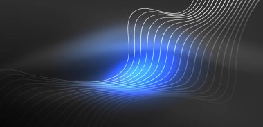 Soyut arkaplan neon dalgası. Duvar kağıdı, afiş, arkaplan, iniş sayfası, duvar resimleri, davetiyeler, posterler için yüksek teknoloji tasarımı