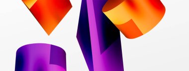 Vektör 3d soyut arkaplan. Şekiller 3 boyutlu üçgen ve silindir. Duvar kağıdı, afiş, arkaplan veya iniş için moda tekno iş şablonu