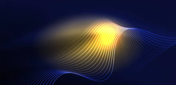 Абстрактний Фон Неонова Хвиля Привіт Технологічний Дизайн Шпалер Банер Фон — стоковий вектор