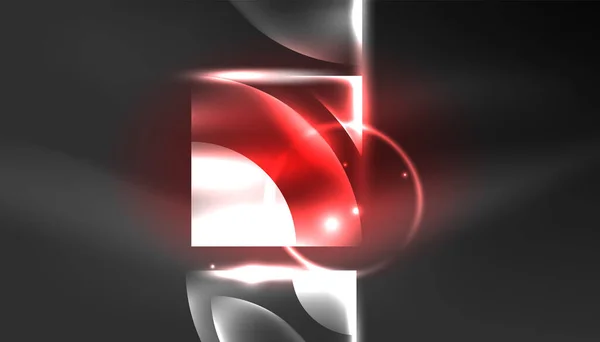 Fundo Abstrato Techno Neon Brilhando Formas Círculo Elementos Redondos Com — Vetor de Stock