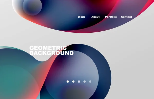 Landing Page Abstract Liquid Background Flowing Shapes Design Circle Web — Stockový vektor