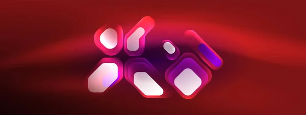 Neon Linien Quadrate Und Runde Formen Abstrakten Hintergrund Techno Leuchtende — Stockvektor