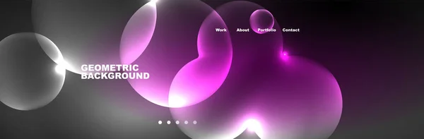Neon Gloeiende Bellen Cirkels Magische Energie Ruimte Licht Concept Abstracte — Stockvector