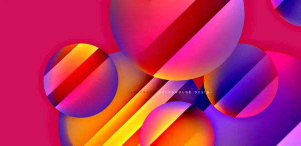 Círculos Brillantes Brillantes Coloridos Composición Abstracta Con Efectos Luz Sombra — Vector de stock