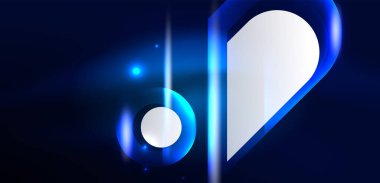 Soyut arkaplan parlayan neon ışıklı geometrik şekiller. Duvar kağıdı, bayrak, arkaplan, kart, kitap illüstrasyonu, iniş sayfası için uzay kozmik ya da sihirli enerji vektör duvar kağıdı