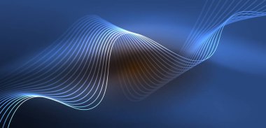 Parlak neon dalgalar. Neon ışığı ya da lazer gösterisi, elektrik akımı, güç hatları, tekno kuantum enerji dürtüsü, parlayan sihirli dinamik çizgiler.