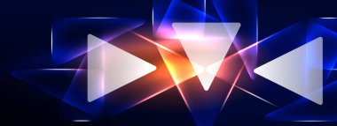 Geometrik arkaplanı hackleyen neon ışıkları, sanal gerçeklik veya yapay zeka konsepti, duvar kağıdı, pankart, sunum, arkaplan için siber punk geometrik şablon