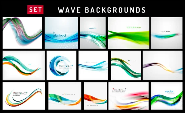 Set Wave Minimal Vector Backgrounds Wallpaper Banner Background Landing Page — Stock Vector