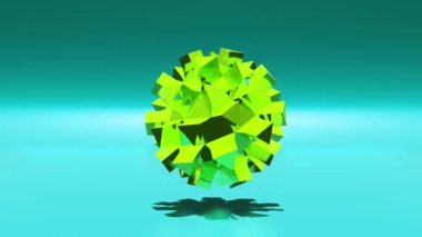 3D küre animasyonu, tekno düşük poli topu, molekül biçimi