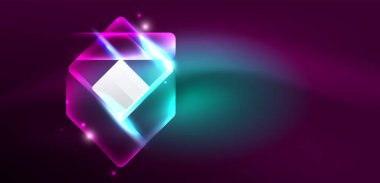 Neon parıldayan tekno çizgiler ve oklar, yüksek teknolojili soyut arkaplan şablonu