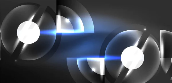 Abstrakter Hintergrund Leuchtende Neonkreise Und Linien Mit Magischen Lichteffekten Tech — Stockvektor