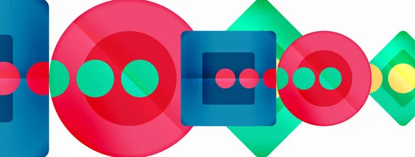 Trendy Minimale Geometrische Abstracte Achtergrond Driehoeken Vierkanten Cirkels Heldere Kleuren — Stockvector