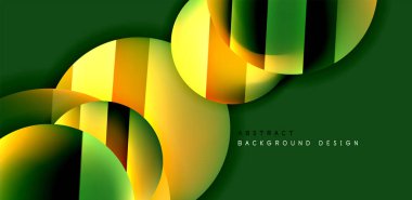 Aydınlık ve gölge efektli parlak ve parlak daireler, geometrik vektör soyut arkaplan