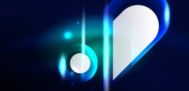 Soyut arkaplan parlayan neon ışıklı geometrik şekiller. Duvar kağıdı, bayrak, arkaplan, kart, kitap illüstrasyonu, iniş sayfası için uzay kozmik ya da sihirli enerji vektör duvar kağıdı