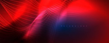 Tekno neon dalga çizgileri, dinamik elektrik hareketi, hız kavramı. Duvar kağıdı, afiş, arkaplan, iniş sayfası, duvar sanatı, davetiye, baskılar için şablonlar