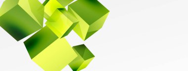 3d vektör soyut arkaplan. Uçan küp kompozisyonu. Duvar kağıdı, afiş, arkaplan veya iniş için moda tekno iş şablonu