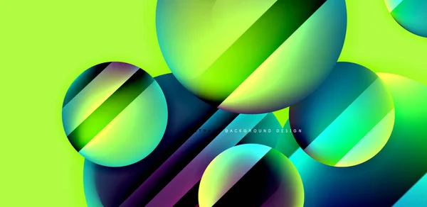 Bunte Glänzende Und Glänzende Kreise Abstrakte Komposition Mit Licht Schatten — Stockvektor