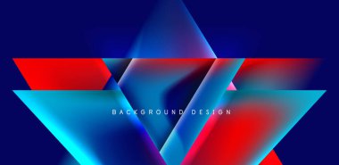 Örtüler, şablonlar, el ilanları, broşürler, afişler için üstüste binen üçgenler ve sıvı gradyanlarla soyut fırın