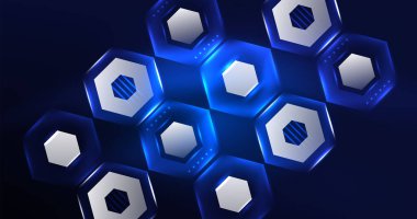 Soyut arkaplan neon altıgen vektör çizimi