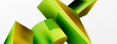 Metalik 3d şekil vektör geometrik arkaplan. Duvar kağıdı, afiş, arkaplan veya iniş için moda tekno iş şablonu