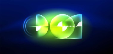 Neon ışığı parlayan daireler vektörü soyut arkaplan