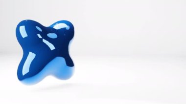 Tekno fütüristik kusursuz animasyon geçmişi. X şeklinde balon, beyaz odada krom sıvı balon. 3B hareket grafikleri soyut döngü arkaplanı