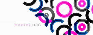 Değişik tonlara ve renklere sahip canlı ve göz alıcı bir tasarıma sahip renkli çemberler girdap ve dinamik bir etki yaratıyor.