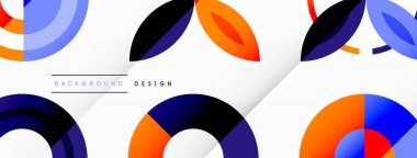 Şebeke bileşimi soyut bir arkaplanda renkli daireler. Duvar kağıdı, afiş, arkaplan, iniş sayfası, duvar sanatı, davetiye, baskılar, posterler için tasarım