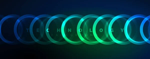 Círculos Brilhantes Néon Linhas Forma Redonda Conceito Luz Espaço Energia —  Vetores de Stock